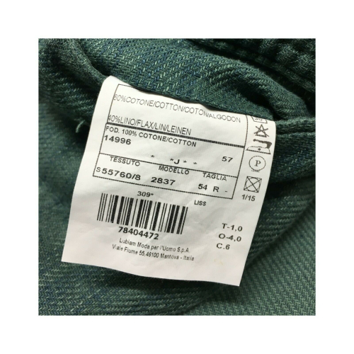 L.B.M 1911 giacca uomo sfoderata quadri verde 60% cotone 40% lino