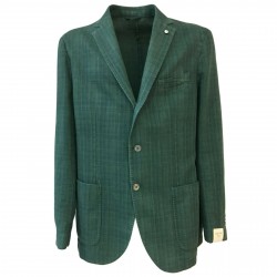 L.B.M 1911 giacca uomo sfoderata quadri verde 60% cotone 40% lino