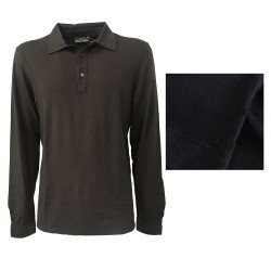 GIRELLI BRUNI polo uomo dark brown manica lunga 80% cotone 10% seta 10% cashmere