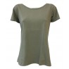 LA FEE MARABOUTEE t-shirt donna kaki con manica corta e spalline mod FA3473 100% cotone MADE IN ITALY