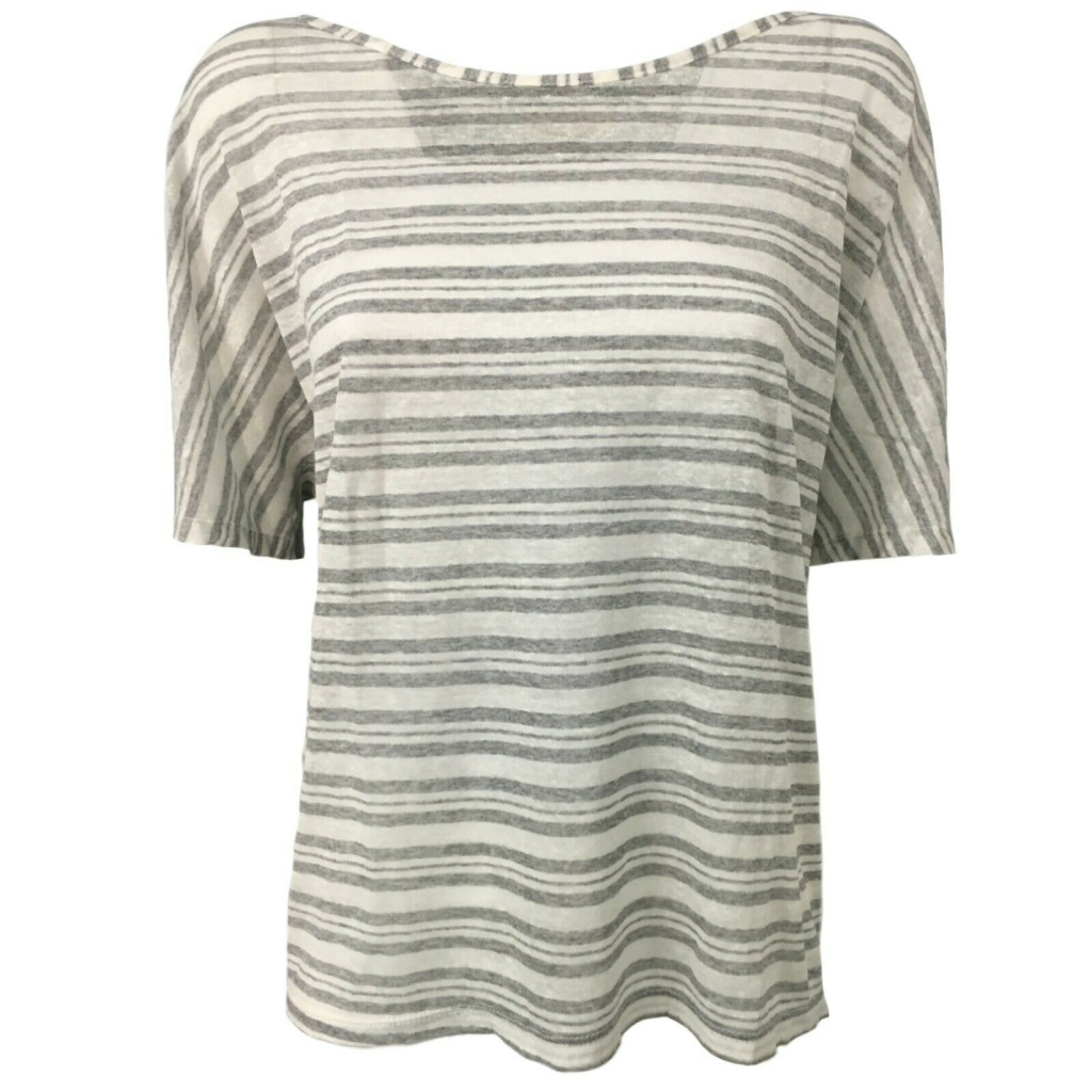 HUMILITY 1949 t-shirt donna lino righe bianco/grigio art HA6079 MADE IN ITALY HUMILITY 1949 t-shirt donna lino righe bianco/grigio art HA6079 MADE IN ITALY