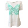 LA FEE MARABOUTE t-shirt donna mezza manica bianco 100% cotone MADE IN ITALY