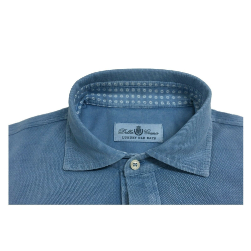 DELLA CIANA polo uomo manica lunga con taschino mod 43370L Blu Emporio 100% cotone MADE IN ITALY