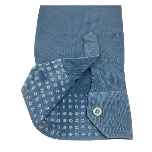 DELLA CIANA polo uomo manica lunga con taschino mod 43370L Blu Emporio 100% cotone MADE IN ITALY