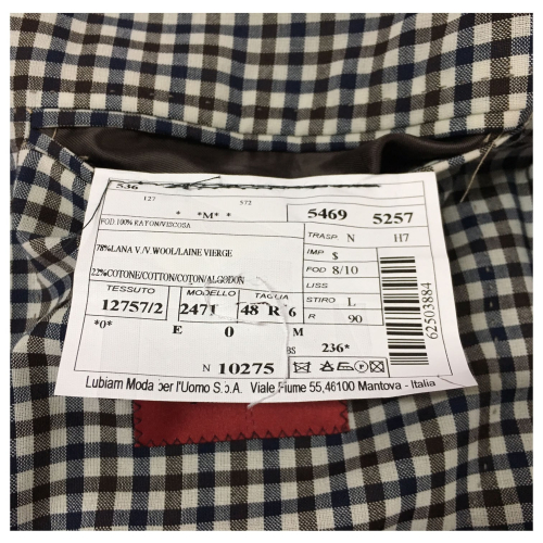 LUIGI BIANCHI MANTOVA men's blue/brown jacket unlined 78% wool 22% cotton