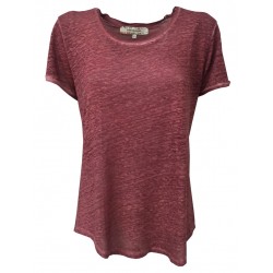 LA FEE MARABOUTE woman t-shirt plum half-sleeve 100% linen
