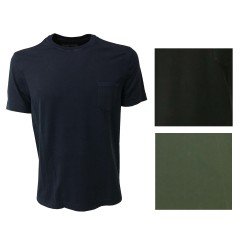 DELLA CIANA   t-shirt with pocket, blue 100% cotton slim fit