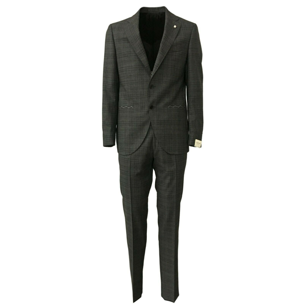 LUIGI BIANCHI MANTOVA man suit gray trousers + jacket art 3301 100% wool MADE IN ITALY regular slim