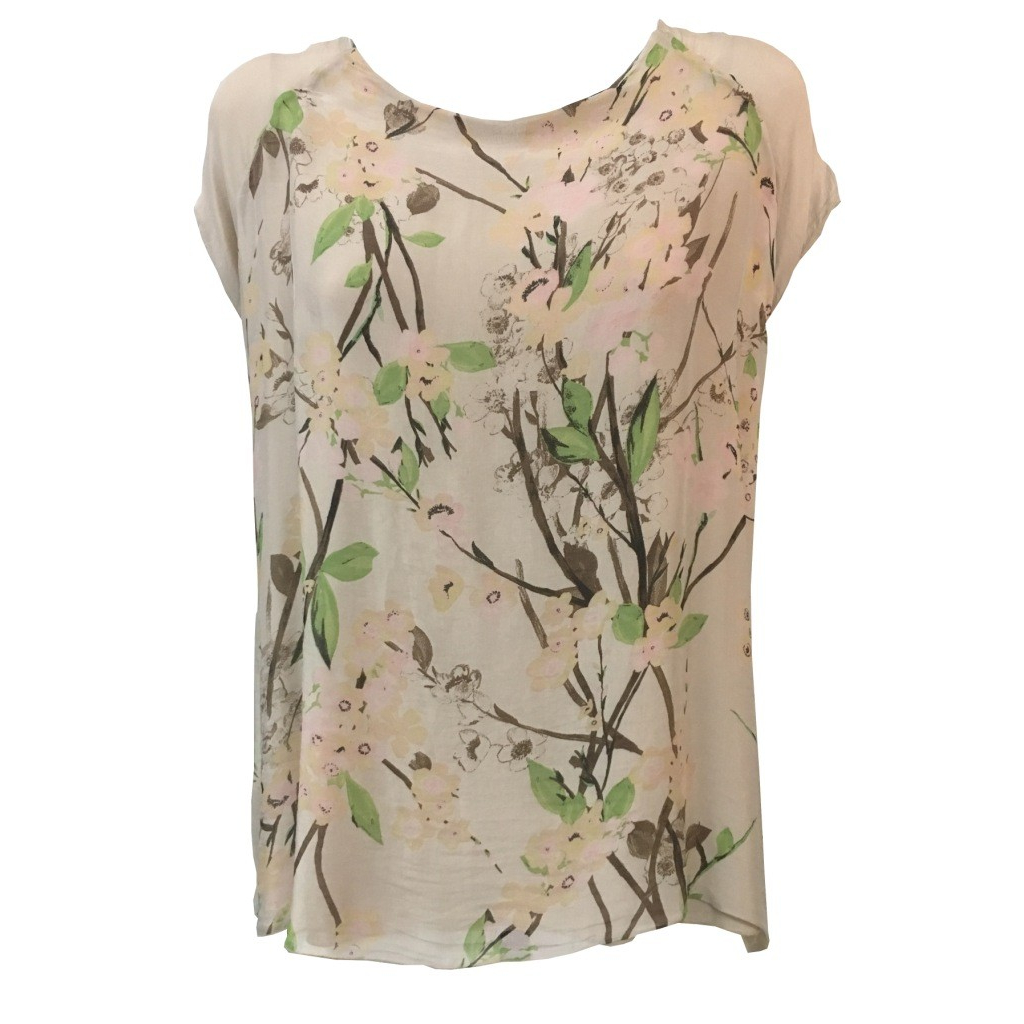 LA FEE MARABOUTEE blusa donna cipria fantasia 70% viscosa 30% seta MADE IN ITALY LA FEE MARABOUTEE blusa donna cipria fantasia 70% viscosa 30% seta MADE IN ITALY