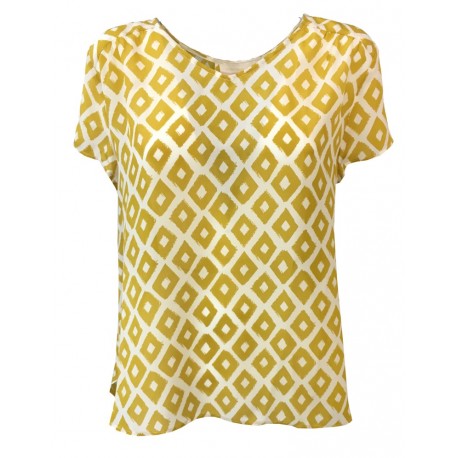 LA FEE MARABOUTEE  women shirt mustard/ecru 100% silk