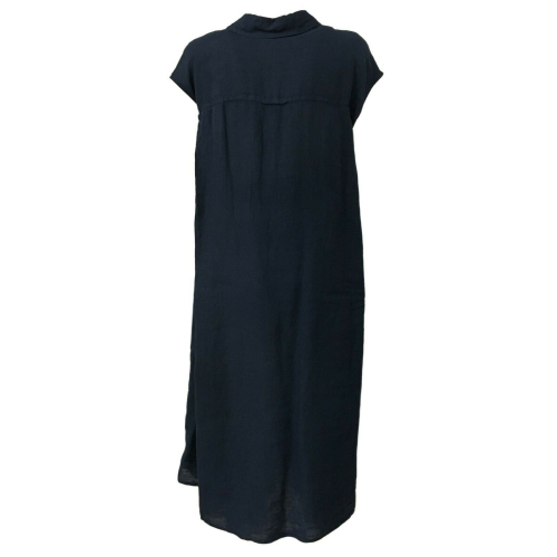 SOPHIE woman dress blue with belt mod VIKE 100% linen MADE IN ITALY