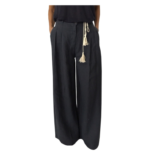 HUMILITY 1949 woman trousers  bordeaux 100% linen MADE IN ITALY
