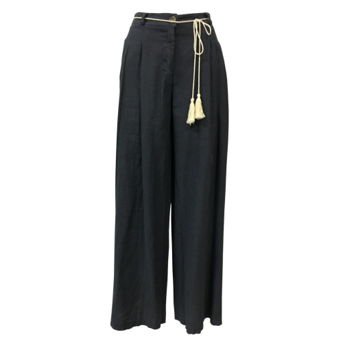 HUMILITY 1949 woman trousers  bordeaux 100% linen MADE IN ITALY