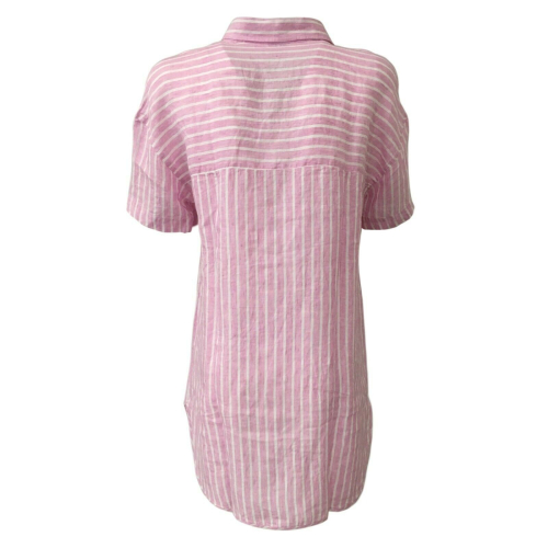 AND Maxi camicia donna rosa/bianco art D455B871M 100% lino - Misure calibrate
