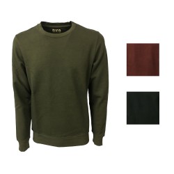 BKØ felpa uomo garzata verde militare 100% cotone mod SU17010 MADE IN ITALY