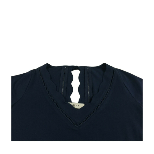 ALPHA STUDIO T-shirt donna blu cotone art AD-1410A 95% cotone 5% elastan