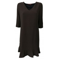 LA FEE MARABOUTEE abito donna blu/cuoio mod 5345 95% poliestere MADE IN ITALY