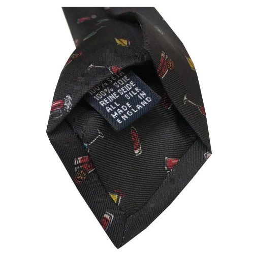 DRAKE'S LONDON Tie Man lined, 8 cm wide, Anthracite pattern MADE IN ENGLAND