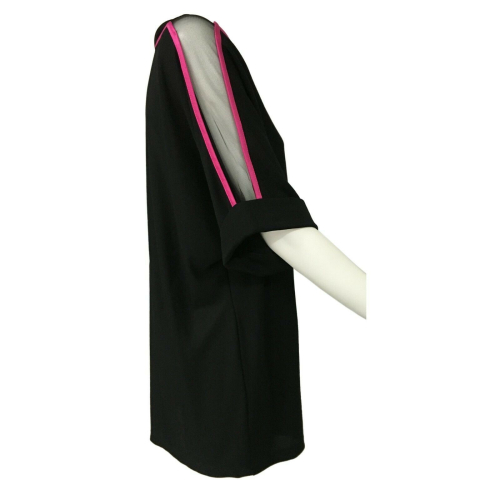 HANITA Maxi maglia donna nero viscosa dettagli tulle art H.T276.2143 MADE ITALY