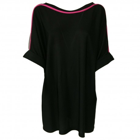 HANITA Maxi maglia donna nero viscosa dettagli tulle art H.T276.2143 MADE ITALY