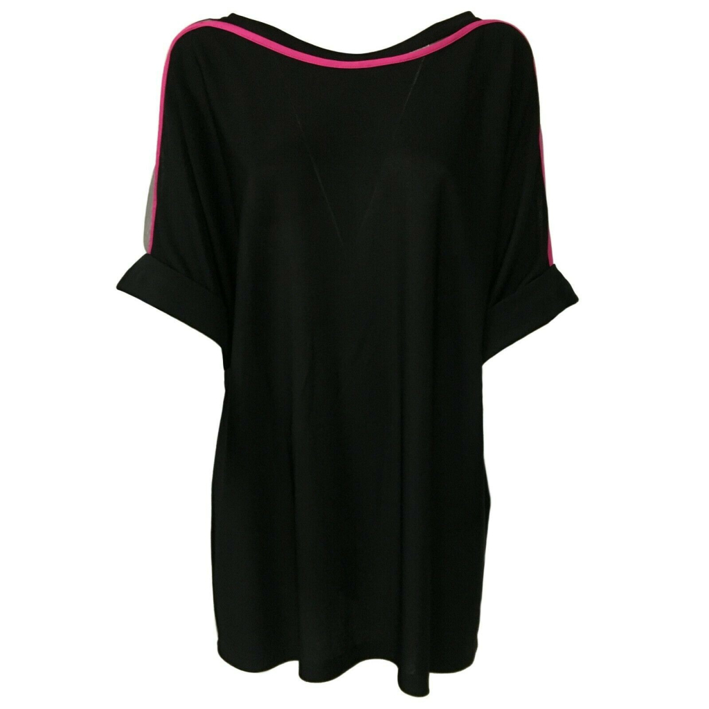 HANITA Maxi maglia donna nero viscosa dettagli tulle art H.T276.2143 MADE ITALY HANITA Maxi maglia donna nero viscosa dettagli tulle art H.T276.2143 MADE ITALY