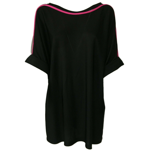 HANITA woman sweater viscose black/fucsia tulle details art H.T276.2143 MADE IN ITALY