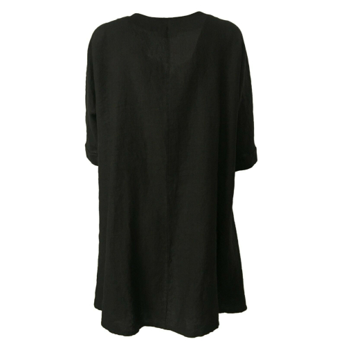 GARDEROBE DE SAINT TROPEZ Blusa donna nera art ST224 100% lino MADE IN ITALY