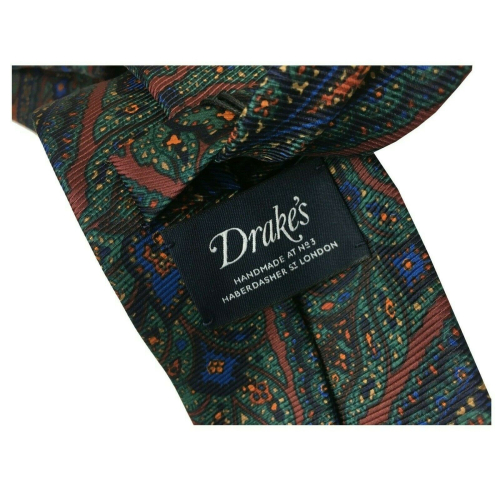 DRAKE'S LONDON Tie Man lined Pois fantasy 147x8 cm MADE IN ENGLAND