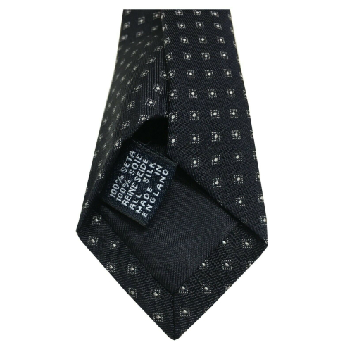 DRAKE'S LONDON Tie Man lined blue white squares 147x8 cm MADE IN ENGLAND