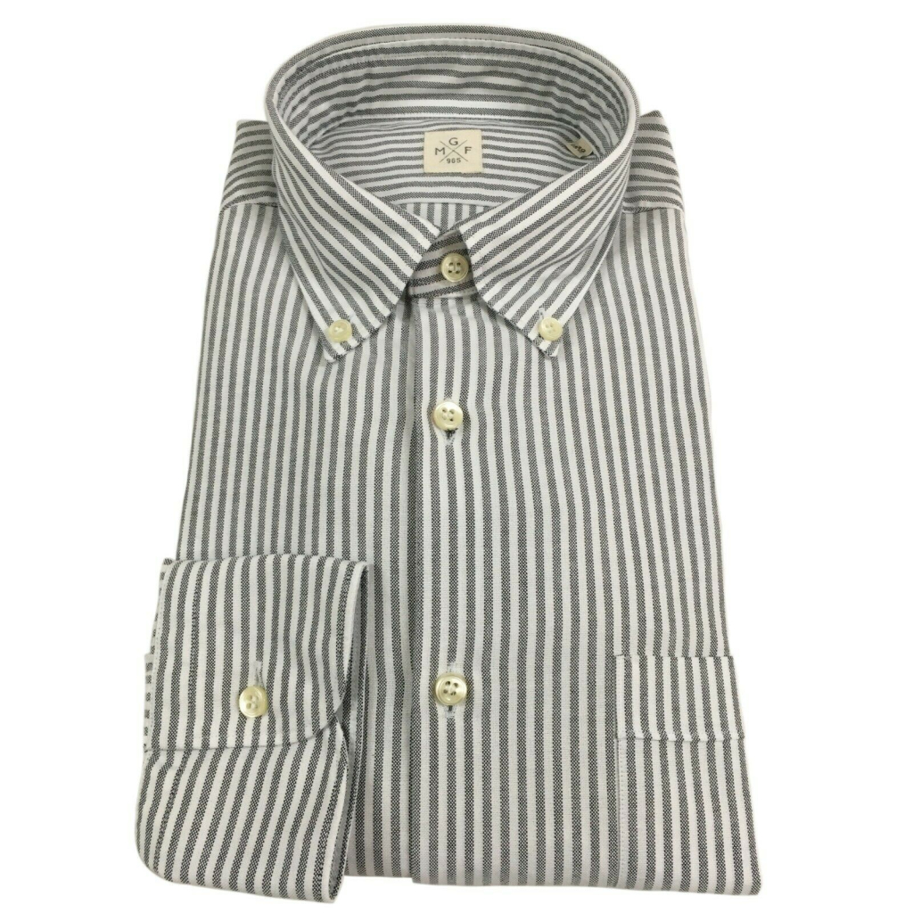 MGF 965 Camicia uomo righe bianco/grigio button-down  mod 92 L.T 100% cotone