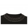 ELENA MIRÒ women's black sweater with pearl / rhinestone inserts on the turtleneck collar
