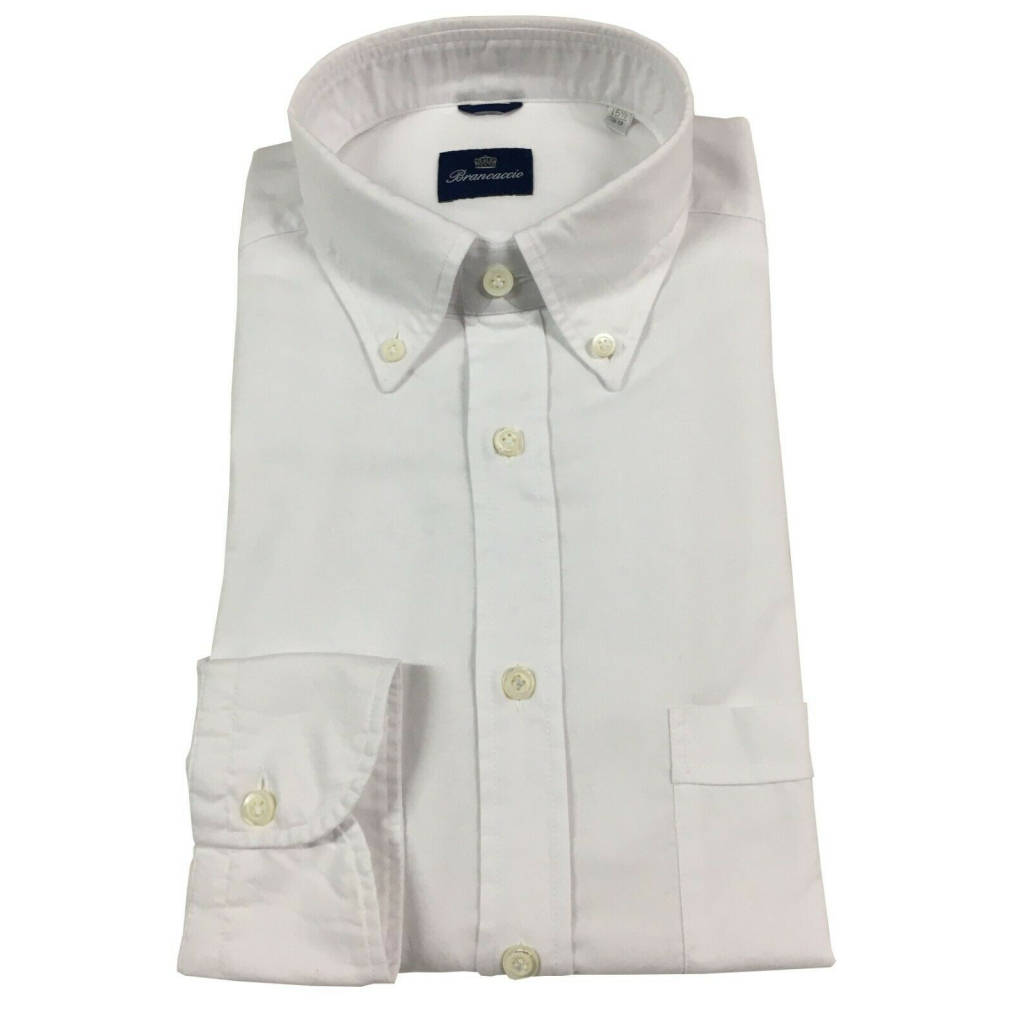 BRANCACCIO White Oxford man button-down shirt with pocket mod NICK ABL02 BRANCACCIO White Oxford man button-down shirt with pocket mod NICK ABL02