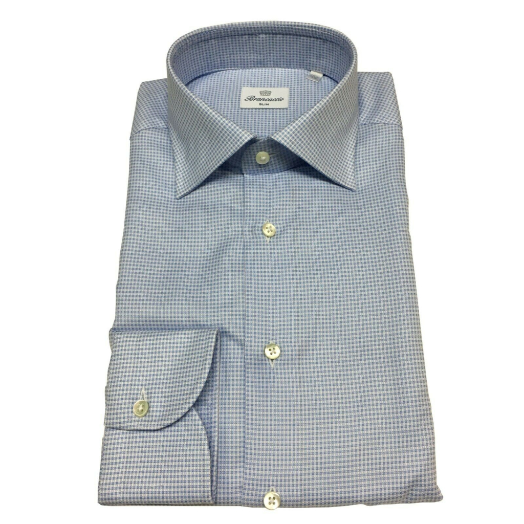 BRANCACCIO camicia uomo manica lunga microdisegno bianco/blu mod LUKE ABH1121 BRANCACCIO camicia uomo manica lunga microdisegno bianco/blu mod LUKE ABH1121