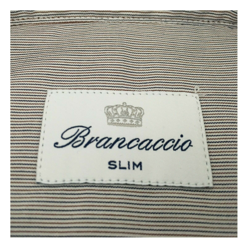 BRANCACCIO man long sleeve shirt white / blue / dark brown mod LUKE ABN0604