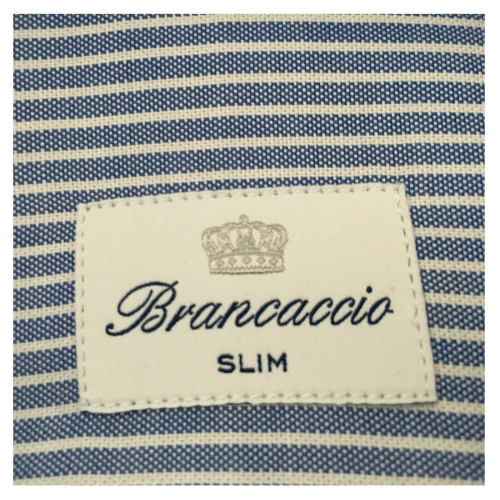 BRANCACCIO camicia uomo manica lunga celeste riga bianca mod LUKE ABL2311