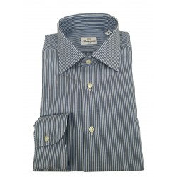 BRANCACCIO camicia uomo manica lunga celeste riga bianca mod LUKE ABL2311