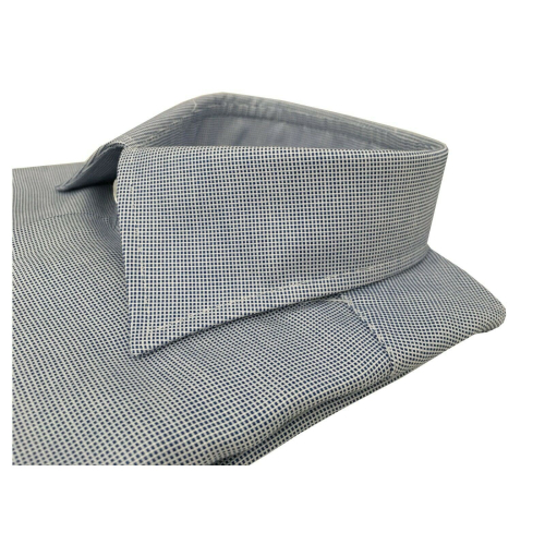 BRANCACCIO camicia uomo manica lunga microdisegno bianco/blu mod LUKE ABH1121
