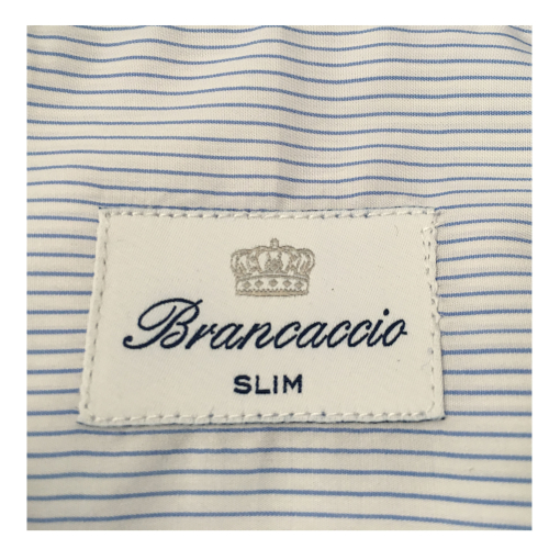 BRANCACCIO camicia uomo manica lunga bianca righe azzurro mod LUKE ABH0401