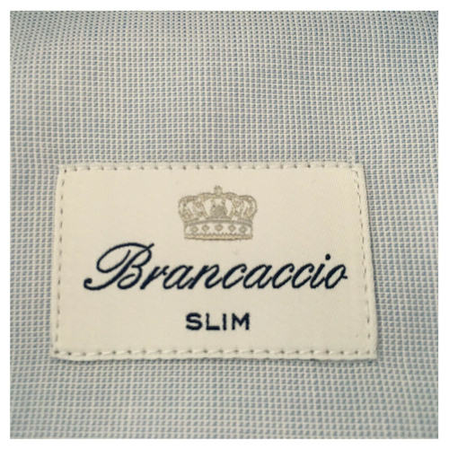 BRANCACCIO camicia uomo manica lunga microdisegno bianco/celeste mod LUKE ABH1151