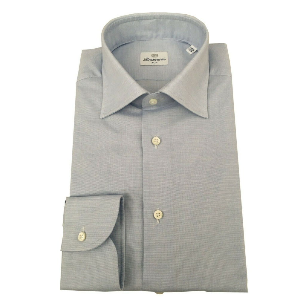 BRANCACCIO shirt man long sleeve white / light blue micro pattern mod LUKE ABH1151 BRANCACCIO shirt man long sleeve white / light blue micro pattern mod LUKE ABH1151