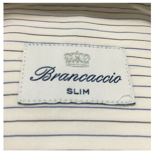 BRANCACCIO camicia uomo manica lunga bianca righe blu/nero mod LUKE ABI1701