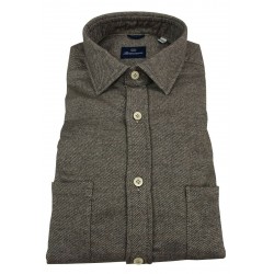 BRANCACCIO camicia uomo flanella manica lunga moro/ecru doppio taschino mod MARTIN ABL0404