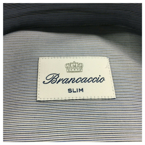 BRANCACCIO man long sleeve shirt blue / black lines mod LUKE ABN0601