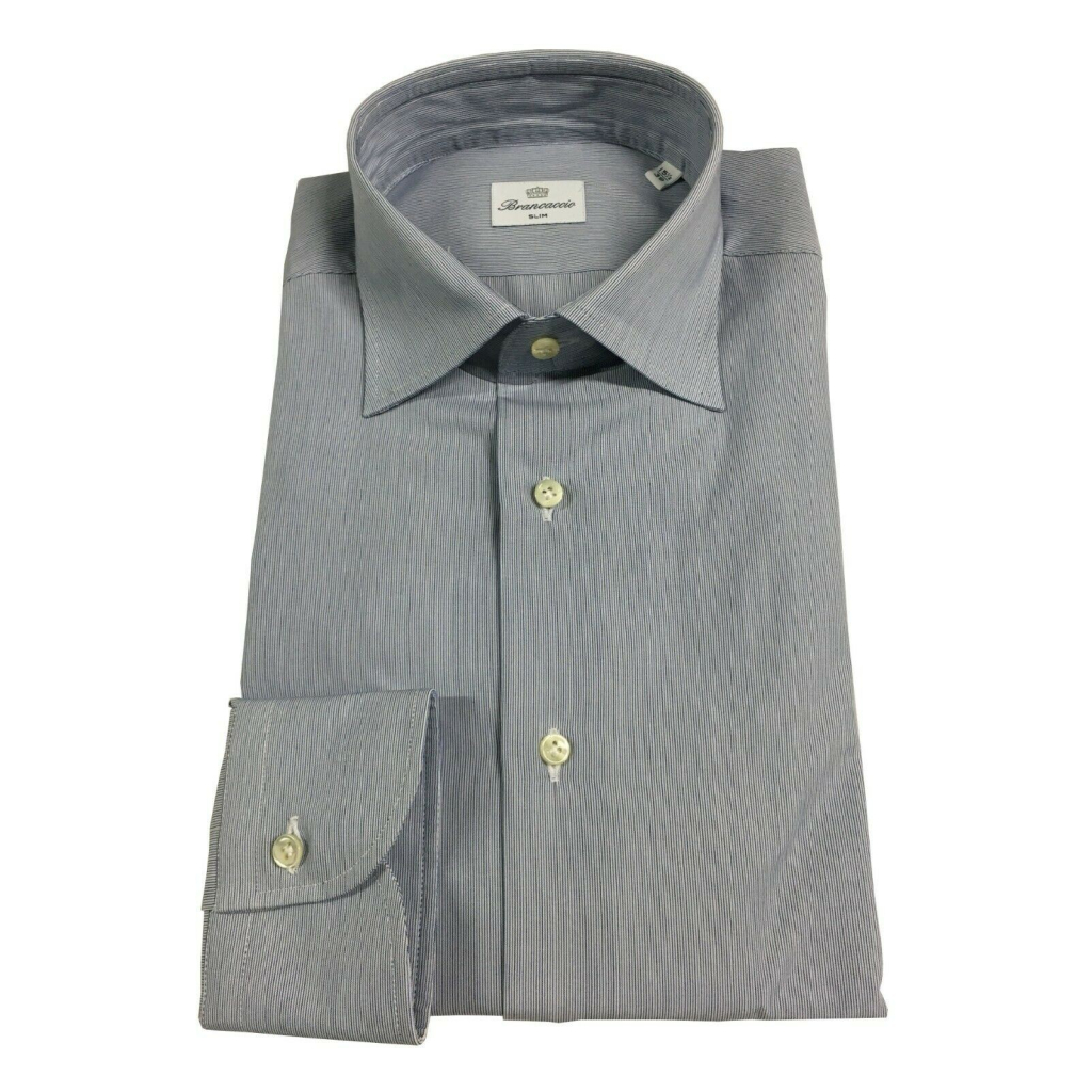 BRANCACCIO camicia uomo manica lunga righe azzurro/nero mod LUKE ABN0601