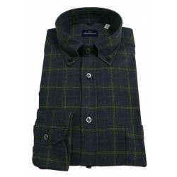 BRANCACCIO Man shirt blue / green flannel mod NICK ABF1603 100% cotton