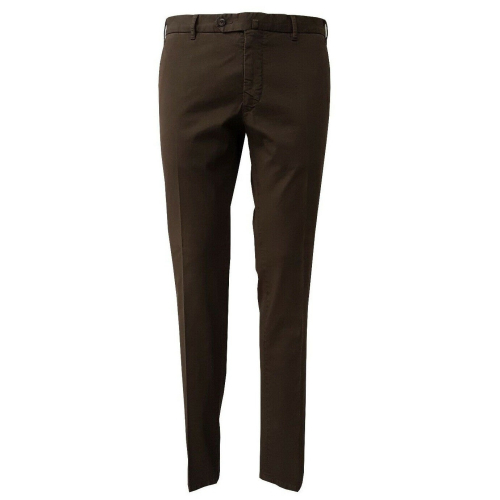 LUIGI BIANCHI dark brown trousers in light gabardine 98% cotton 2% elastane