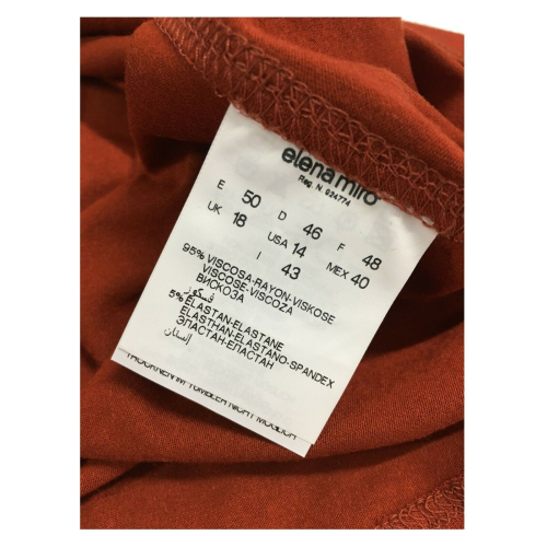 ELENA MIRO ' t- shirt donna collo alto colore mattone 95 % viscosa 5 % elastan