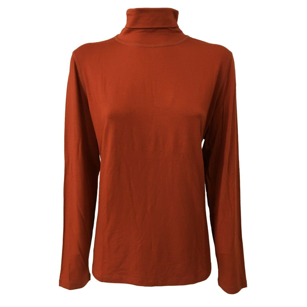 ELENA MIRO ' t- shirt donna collo alto colore mattone 95 % viscosa 5 % elastan