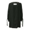 TADASHI women's blouse boat neckline fluid fabric black with pinstripe inserts white/black TPE192097MADE IN ITALY