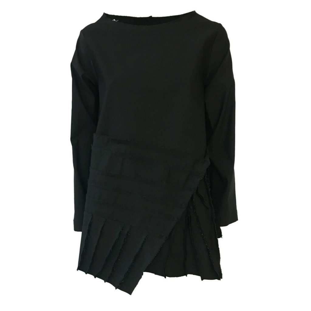 TADASHI blusa donna asimmetrica tessuto tecnico con nervature nera mod TAI202162 MADE IN ITALY